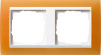 Установочная рамка Gira Event Opaque Оранжевого цвета с промежуточной рамкой белого глянцевого цвета