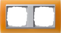 Установочная рамка Gira Event Opaque Оранжевого цвета с промежуточной рамкой "алюминий"