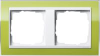 Установочная рамка Gira Event Clear Зеленого цвета с промежуточной рамкой белого глянцевого цвета