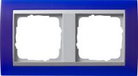 Установочная рамка Gira Event Opaque Синего цвета с промежуточной рамкой "алюминий"