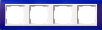 Установочная рамка Gira Event Opaque Синего цвета с промежуточной рамкой белого глянцевого цвета