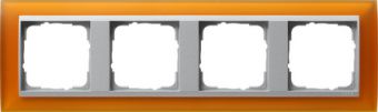 Установочная рамка Gira Event Opaque Янтарного цвета с промежуточной рамкой "алюминий"