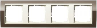 Установочная рамка Gira Event Clear Коричневого цвета с промежуточной рамкой кремового глянцевого цвета