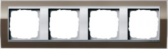 Установочная рамка Gira Event Clear Коричневого цвета с промежуточной рамкой "алюминий"