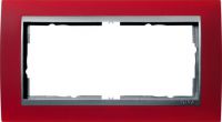 Установочная рамка Gira Event Opaque Красного цвета с промежуточной рамкой "алюминий"