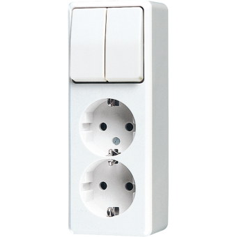 2-gang SCHUKO® socket 16 A / 250 V ~with 2-gang switch 10 AX / 250 V ~, 625 A WW