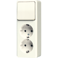 2-gang SCHUKO® socket 16 A / 250 V ~with 1-gang / 2-way switch 10 AX / 250 V ~, 626 A