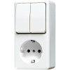 SCHUKO® socket 16 A / 250 V ~with 2-gang switch 10 AX / 250 V ~, 675 A WW