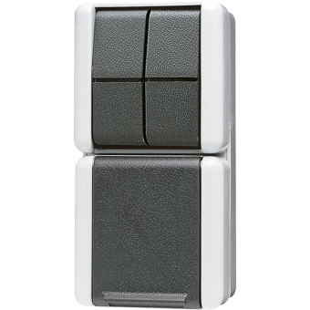 SCHUKO® socket 16 A / 250 V ~with 2-gang switch 10 AX / 250 V ~, 875 W