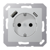 SCHUKO® socket with USB charger, A 1520-15 CA AL