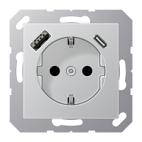 SCHUKO® socket with USB charger, A 1520-15 CA AL