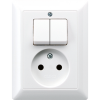 Socket, 2-pole without earth 16 A / 250 V ~with 2-gang switch 10 AX / 250 V ~, AS 5545 EU WW