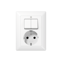 SCHUKO® socket 16 A / 250 V ~with 2-gang switch 10 AX / 250 V ~, AS 5575 EU WW