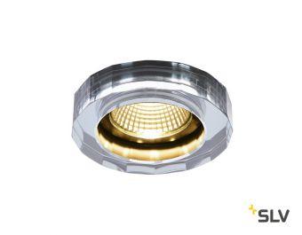 CRYSTAL Dim to Warm светильник встраиваемый 7.3Вт с LED 1800-3000К, 460лм, 38°, хром/ стекло прозр.