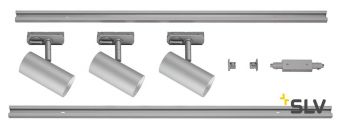 1PHASE-TRACK, комплект из 2-х шинопроводов по 1м, 3-х NOBLO SPOT по 7.5Вт, аксессуаров, серебристый
