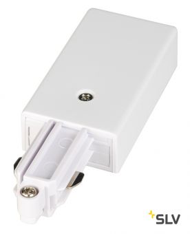 1PHASE-TRACK, разъём питания торцевой, 16А макс., GND слева, белый