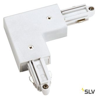 1PHASE-TRACK, L-коннектор с разъёмом питания, 16А макс., GND по внешнему углу, белый