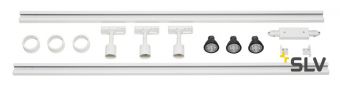 1PHASE-TRACK, комплект из 2-х шинопроводов по 1м, 3-х PURI с LED 4.3Вт, аксессуаров, белый