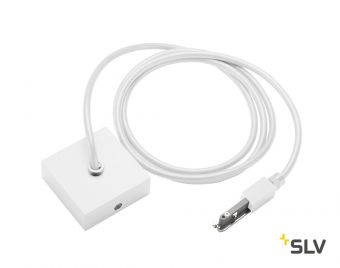 D-TRACK, разъём питания торцевой с кабелем 2м и основанием, 230В, 2х 10А макс., белый