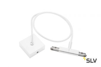 D-TRACK, центральный разъём питания с кабелем 1м и основанием, 230В, 2х 10А макс.,белый