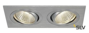 NEW TRIA 155 DOUBLE CS светильник встраиваемый 14Вт с БП и LED 3000К, 1250лм, 2x 38°, мат. алюминий
